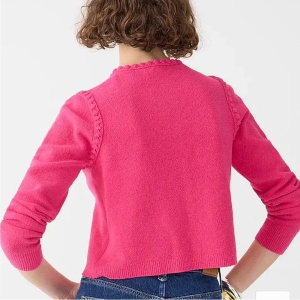 J. Crew Odette Sweater Lady Jacket XXL Fuchsia Pink Boucle Business Casual BR789 - Picture 3 of 15